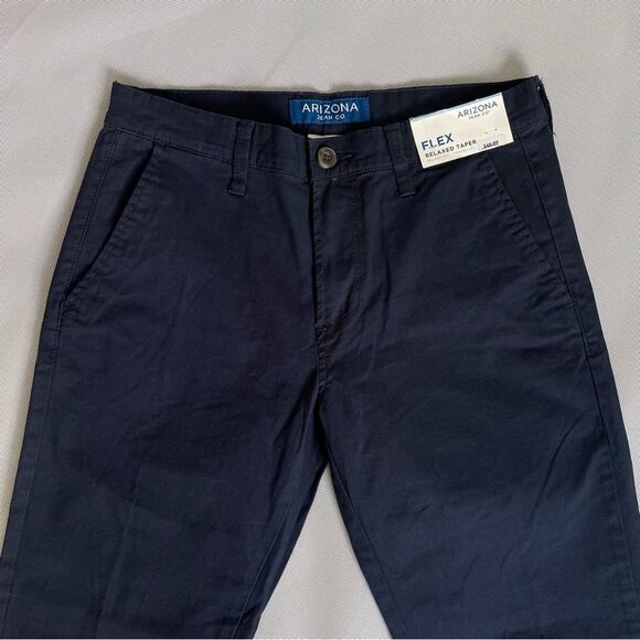 Vintage Arizona Jeans Co Navy Blue Chino Flat Front Khakis Slim Fit Men’s 29x29 - Picture 2 of 7